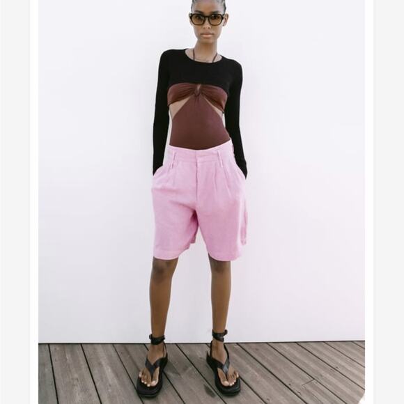 ZARA STUDIO Limited Edition Linen Shorts Size Medium NWT - Picture 3 of 8